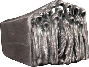 Gümüş Korkunç Hayalet El Yapımı Yüzük, 925 Ayar Sert Gümüş Yüzük Erkekler İçin, Gotik Yüzük - Görsel 1
