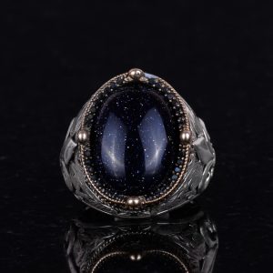 925 Ayar Gümüş Yüzükler Premium Üretilmiş Taşlarla (Üretilmiş Mavi Güneş Taşı) - Görsel 3