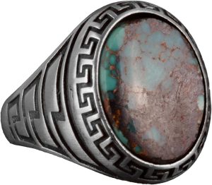 Gerçek Arizona Turkuaz Taş Yüzük, 925 Ayar Gümüş Erkek Yüzüğü