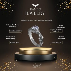 Gerçek Doğal Mavi Topaz Taşlı Yüzük - 925 Ayar Gümüş Yüzük Kadınlar İçin - Görsel 2