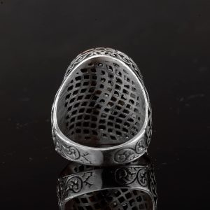 Gerçek Doğal Amber Taş Yüzük, Büyük Yüzük, 925 Ayar Gümüş Yüzük Erkekler İçin - Görsel 8