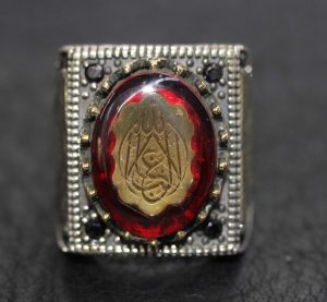 Erkek sterling gümüş yüzük, cami işlemeli yüzük, amber taşlı, İslami yüzük - Görsel 5