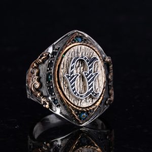 925 Ayar Katı Gümüş Yüzük, Monogram Kişiselleştirilmiş Harf Yüzüğü, Erkekler için Gümüş Baş Harf Yüzüğü - Görsel 5