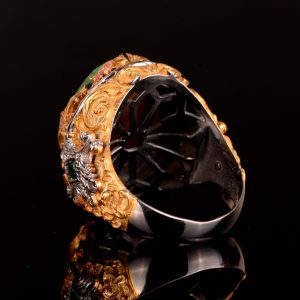 Doğal Malakit Taşı, 925 Ayar Gümüş Erkek Yüzük - Görsel 6