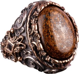 925 Ayar Katı Gümüş Doğal Taş Erkek Yüzük, Erkekler İçin Sultan Yüzüğü - Görsel 1