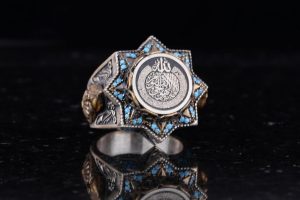 Yıldız Şeklinde Dini Tasarıma Sahip Zirkon Taşlı Gümüş Erkek Yüzük - Görsel 4