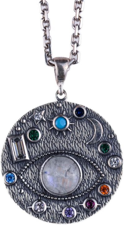 Gerçek Doğal Aytaşı Taşlı Kolye, Güneş Kolyesi, Sterlin Gümüş Takı - Görsel 1