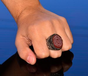 El Yapımı Süleyman Mührü Yüzüğü, Gerçek Kırmızı Akik Taşı, İslami Erkek Yüzüğü, 925 Ayar Gümüş - Görsel 7