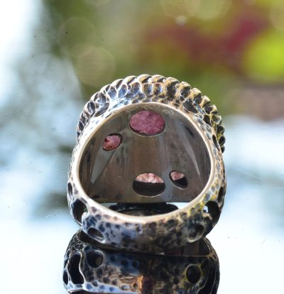 Gerçek Safir Yuvarlak Taş Yüzük, 925 Ayar Gümüş Erkek Yüzüğü - Görsel 8