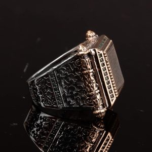 İslami Erkek Yüzük, Ayet Tezgahı Yüzüğü, 925 Ayar Gümüş Yüzük - Görsel 4