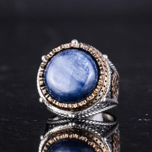 Gerçek Doğal Taş El Yapımı Yüzük - 925 Ayar Gümüş Yüzük (Kyanit) - Görsel 6