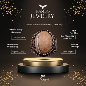 Gerçek Doğal Druzy Kristal Kuvars Taş Yüzük, 925 Ayar Gümüş Yüzük, El Yapımı Yüzük - Görsel 2