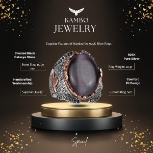 Siyah Kedi Gözlü Taş Yüzük, 925 Ayar Gümüş Taş Yüzükler - Çeşitli, Kabe Gümüş Yüzük Koleksiyonu - Görsel 2