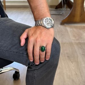 Gerçek Doğal Taş Yüzük - El Yapımı Kartal Yüzüğü - 925 Ayar Gümüş Yüzük (Jade) - Görsel 3