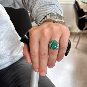 Doğal Taş Yüzük, 925 Ayar Gümüş Yüzük, Malakit - Görsel 3