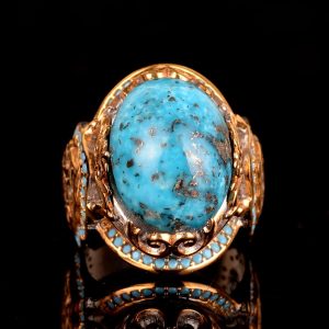 Gerçek Arizona Turkuaz Taşı, Camii Yüzüğü, Sterlin Gümüş Yüzük Mavi - Görsel 3