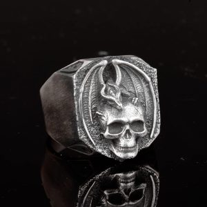 Kafatası Yüzüğü, İskelet Yüzüğü, El Yapımı Yüzük, 925 Ayar Gümüş Yüzük, Gotik Yüzük - Görsel 5