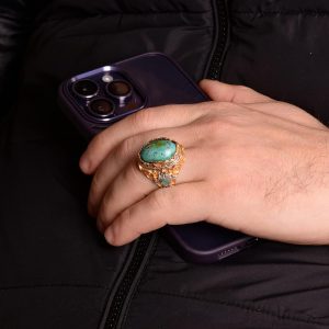 925 Ayar Gümüş Erkek Yüzük ile Doğal Arizona Turkuaz Taşı - Cesur ve Şık Tasarım, Günlük Kullanım ve Özel Etkinlikler için İdeal (Stil-4) - Görsel 6