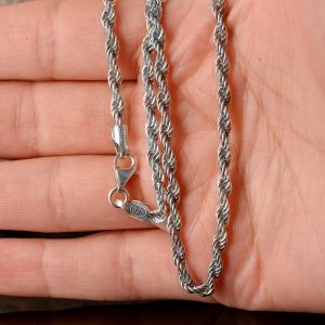 925 Ayar Gümüş İp Zincir, Erkek Zincir, Zincir Kolye, Gümüş Erkek Takısı - Görsel 5