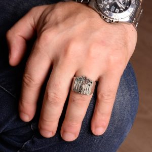 Gümüş Korkunç Hayalet El Yapımı Yüzük, 925 Ayar Sert Gümüş Yüzük Erkekler İçin, Gotik Yüzük - Görsel 3