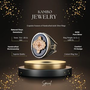 Pusula Simgesi ile 925 Ayar Gümüş Erkek Yüzük - Görsel 2