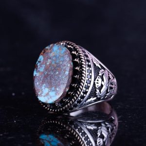 Gerçek Doğal Arizona Turkuaz Taş Yüzük, 925 Ayar Gümüş Yüzük, Kartal Yüzük - Görsel 5