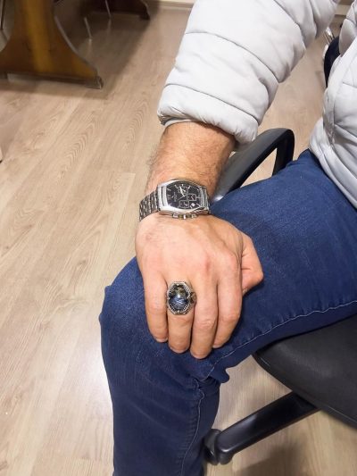 Gerçek Doğal Pietersite Taşı Yüzük - 925 Ayar Sert Gümüş Yüzük Erkekler İçin, Sıradışı Yüzük - Görsel 3