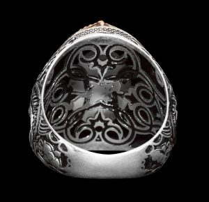 Doğal Zümrüt Taşlı Yüzük - Erkek Yüzüğü - 925 Ayar Saf Gümüş Farklı Tasarım - Görsel 3