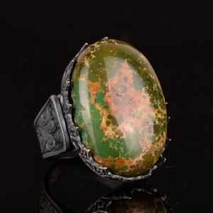 Gerçek Doğal Arizona Turkuaz Taş Yüzük, El Yapımı Yüzük, Büyük Taş Yüzük, 925 Ayar Gümüş Yüzük Erkekler İçin - Görsel 4