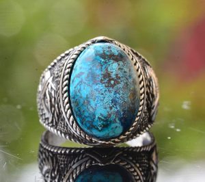 Doğal Arizona Turkuaz Taş Yüzük - 925 Ayar Gümüş Erkek Kartal Yüzüğü - Günlük Kullanım ve Özel Etkinlikler için İdeal (Stil-1) - Görsel 5