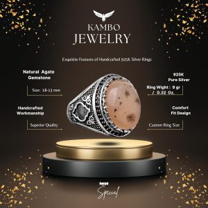 925 Ayar Gümüş Erkek Yüzük, Gerçek Doğal Drusy Kuvars Taş Yüzük - Görsel 2