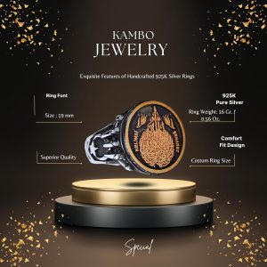 İslami İman İtirafı ile Gümüş Erkek Yüzük - Müslüman Yüzük - Görsel 2