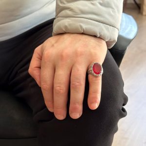 Erkekler için Lüks 925 Ayar Gümüş Yaratılan Taşlı Yüzükler - Çeşitli Koleksiyon (Kırmızı Paraiba Yaratılan Taş) - Görsel 3