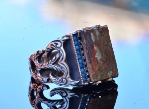 Gerçek Doğal Arizona Turkuaz Taş Yüzük - Gümüş Yüzük - Özel Gümüş Yüzük (Stil-1) - Görsel 4