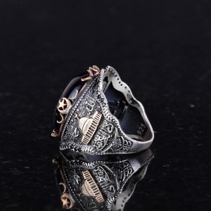 925 Ayar Gümüş Yüzükler, Lacivert Kedi Gözü Oluşturulmuş Taş Yüzük - Görsel 6