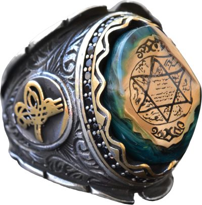 David Yıldızı Erkek Yüzüğü, Osmanlı Sembolü, Süleyman Yüzüğü, 925 Ayar Gümüş Erkek Yüzüğü, Büyük Yüzük - Görsel 1