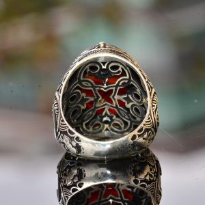 Doğal Akik Taşlı Yüzük - Sterlin Gümüş Erkek İslam Yüzüğü - Görsel 8