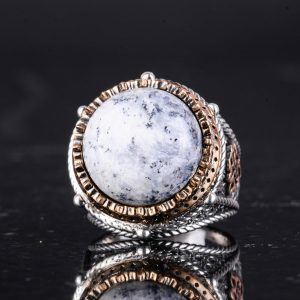 Gerçek Doğal Taş El Yapımı Yüzük - 925 Ayar Gümüş Yüzük (Akat) - Görsel 6