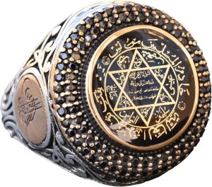 925 Ayar Gümüş Davut Yıldızı Yüzük, Mühür Yüzük, Davut Yıldızı Yüzüğü, Erkek Yüzük, El Yapımı Yüzük - Görsel 1