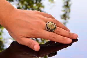 Gümüş Kartal Pençesi Turkuaz Yüzük Erkekler için, 925 Ayar Gümüş Erkek Yüzük, Büyük Yüzük - Görsel 6