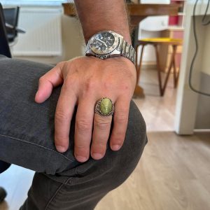 Gerçek Doğal Taş El Yapımı Yüzük - 925 Ayar Gümüş El Yapımı Yüzük - Şık Eşsiz Yüzük (Unakit) - Görsel 3