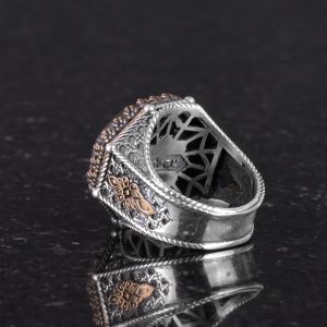 Gerçek Doğal Taş Yüzük - Sekizgen Tasarım - El Yapımı 925 Ayar Gümüş Takı (Kan Taşı) - Görsel 7