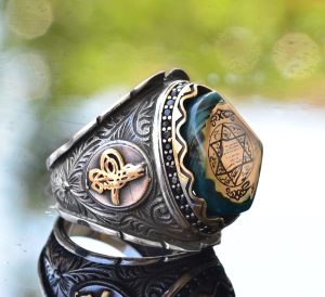 David Yıldızı Erkek Yüzüğü, Osmanlı Sembolü, Süleyman Yüzüğü, 925 Ayar Gümüş Erkek Yüzüğü, Büyük Yüzük - Görsel 4