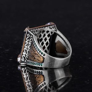 El Yapımı 925 Ayar Gümüş Erkek Yüzük - Gerçek Doğal Malakit Taşı ile Lüks Tasarım (Jade) - Görsel 7