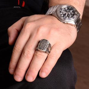 925 Ayar Gümüş Erkek Yüzük - Gizli Kapaklı - Sır Kutusu Yüzüğü - Görsel 3