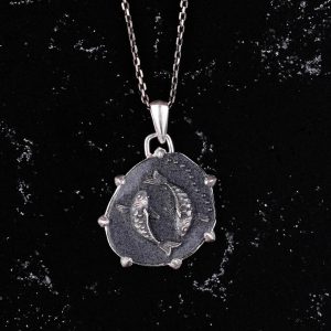 925 Ayar Gümüş Tasarım Kolye Ucu - Burç Kolyeleri - El Yapımı Kolye (Balık) - Görsel 4