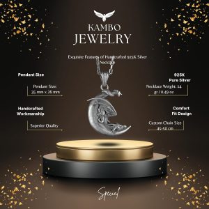 925 Ayar Gümüş Hilal Ay Takı - Gümüş Ay Ejderha Kolye - Efsanevi Takı - Fantastik İlhamlı Tasarım - Görsel 2