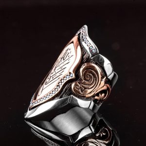 El Yapımı Okçu İslami Gümüş Erkek Yüzük, 925 Ayar Sterlin Gümüş Erkek Yüzük - Görsel 5