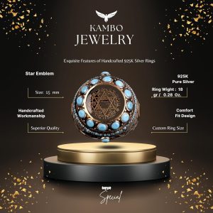 925 Ayar Gümüş Yüzük, Davut Yıldızı Yüzüğü, Süleyman Mührü Yüzüğü - Görsel 2