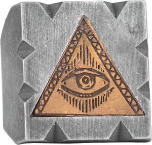 Sterling Gümüş Horus Göz Yüzüğü, Kare Tasarım, 925 Gümüş Erkek Yüzüğü - Görsel 1